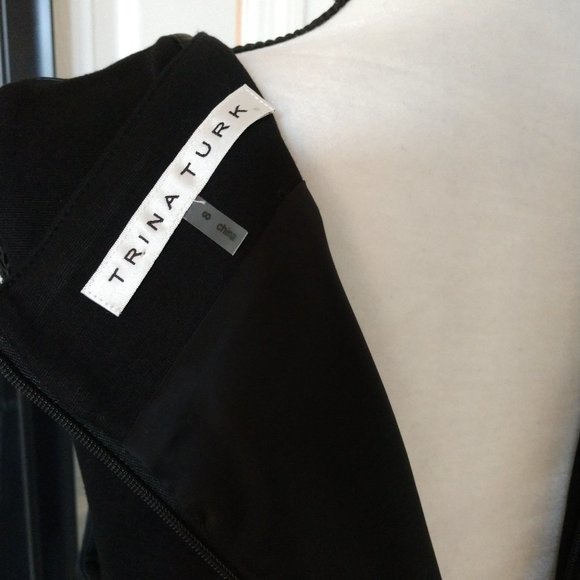 Trina Turk Black w/Leather Trim Sheath Dress 8 - Picture 6 of 12